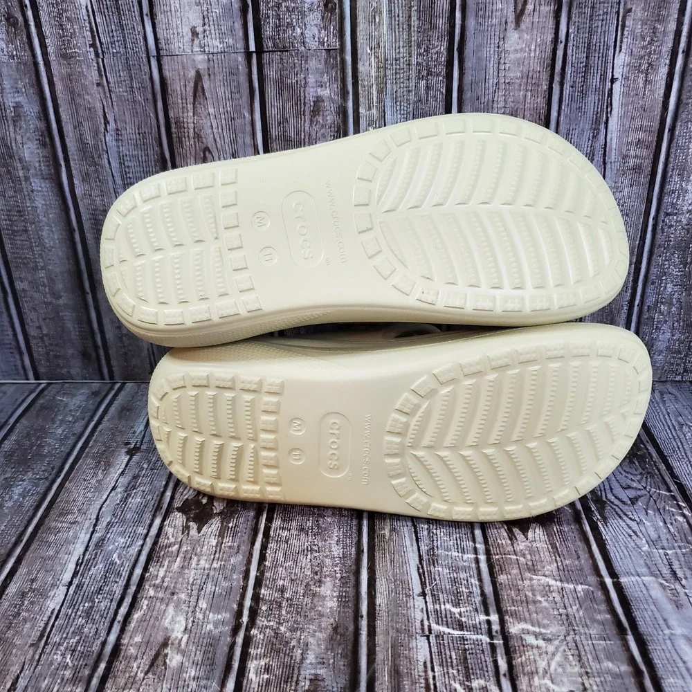 Crocs Men's Classic Crush Sandal Bone Off White Platform Slide Size 11